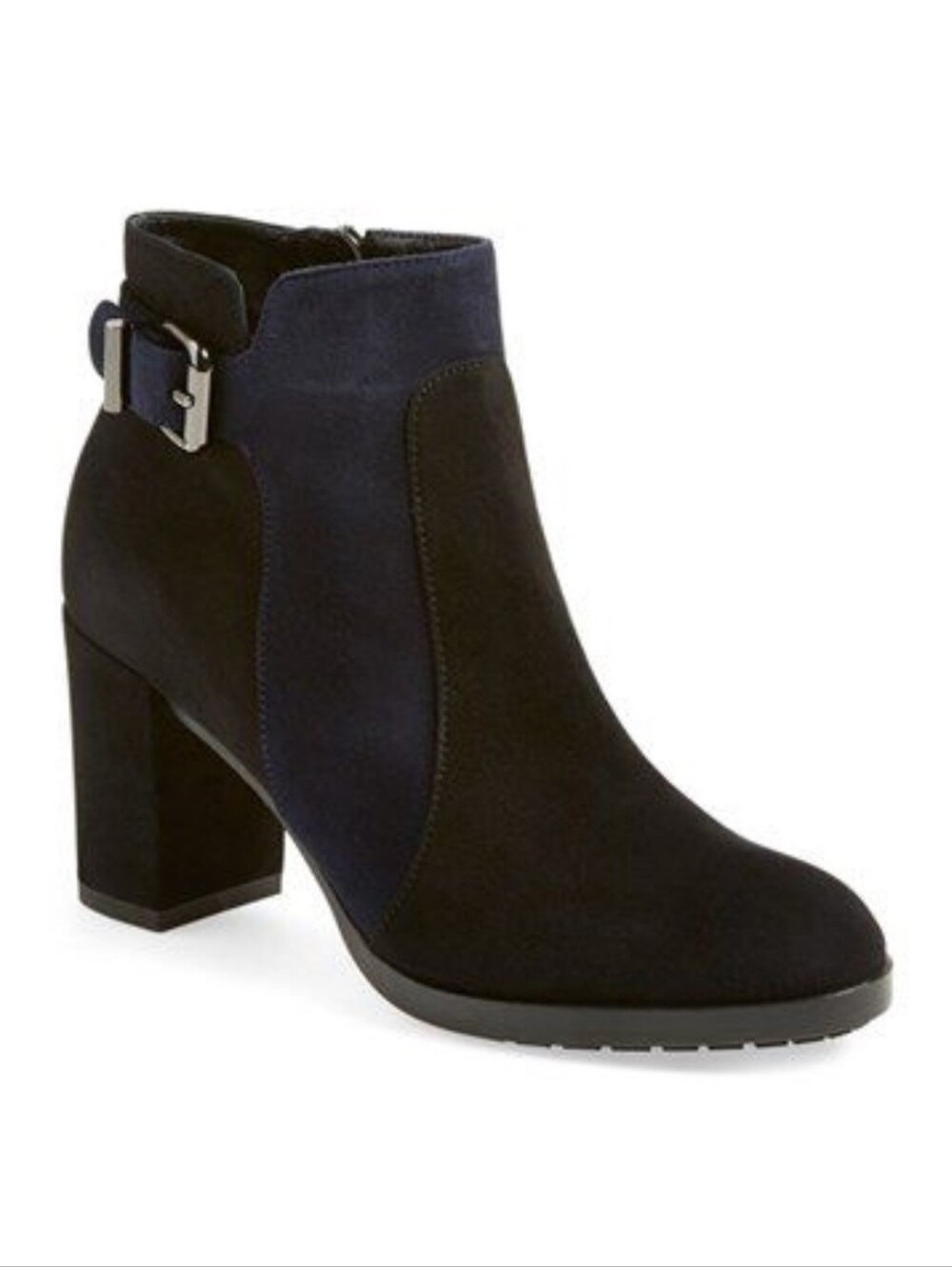 Aquatalia Eliana Weatherproof Suede Ankle Boot black Navy blue women's size 6.5
